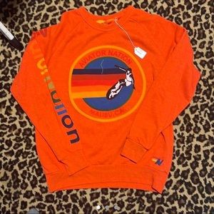 NWT Orange Aviator Nation crew neck, size Medium, logo sweatshirt